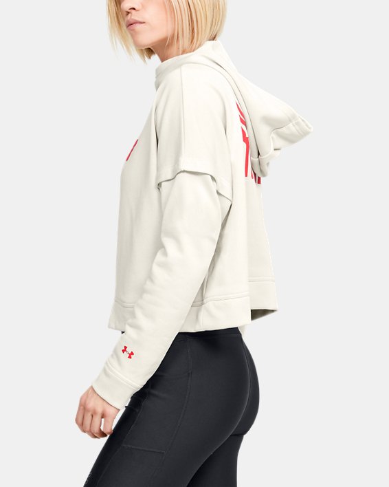 Women's Project Rock Terry Hoodie, White, pdpMainDesktop image number 2